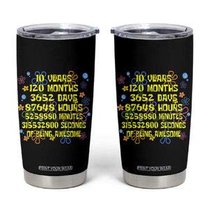 10th Birthday Gifts Tumbler Cup Flowers 10 Years Of Being Awesome 10 Year Old Bday TS10 Black Print Your Wear