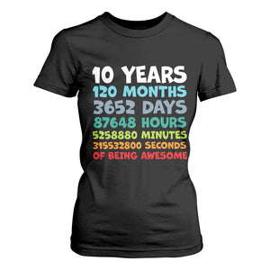 10 Year Old Bday T Shirt For Women 10 Years 120 Months Of Being Awesome 10th Birthday Gifts TS10 Black Print Your Wear
