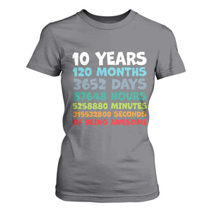 10 Year Old Bday T Shirt For Women 10 Years 120 Months Of Being Awesome 10th Birthday Gifts TS10 Charcoal Print Your Wear
