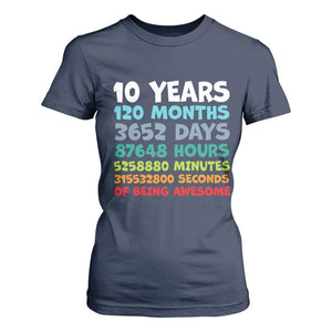 10 Year Old Bday T Shirt For Women 10 Years 120 Months Of Being Awesome 10th Birthday Gifts TS10 Navy Print Your Wear