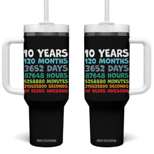 10 Year Old Bday Tumbler With Handle 10 Years 120 Months Of Being Awesome 10th Birthday Gifts TS10 One Size: 40 oz Black Print Your Wear