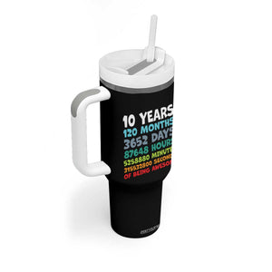 10 Year Old Bday Tumbler With Handle 10 Years 120 Months Of Being Awesome 10th Birthday Gifts TS10 Print Your Wear