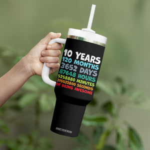 10 Year Old Bday Tumbler With Handle 10 Years 120 Months Of Being Awesome 10th Birthday Gifts TS10 Print Your Wear