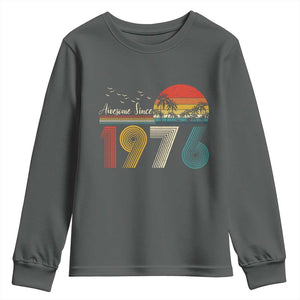 Awesome Since 1976 Birthday Youth Sweatshirt Vintage 50th 50 Year Old Bday Gifts TS10 Dark Heather Print Your Wear
