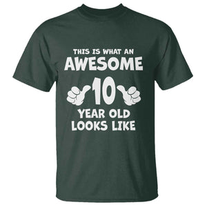 10th Birthday Gifts T Shirt Awesome 10 Year Old Bday Son Boy Girl 10yr TS10 Dark Forest Green Print Your Wear