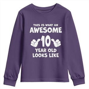 10th Birthday Gifts Youth Sweatshirt Awesome 10 Year Old Bday Son Boy Girl 10yr TS10 Purple Print Your Wear