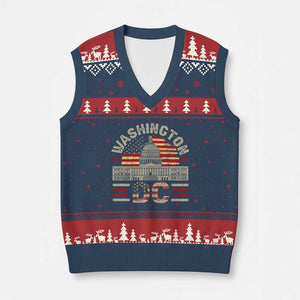 Washington DC V-Neck Knit Sweater Vest Retro US Flag Souvenir Gift TS10 Navy Red Print Your Wear