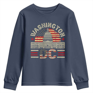 Washington DC Youth Sweatshirt Retro US Flag Souvenir Gift TS10 Navy Print Your Wear