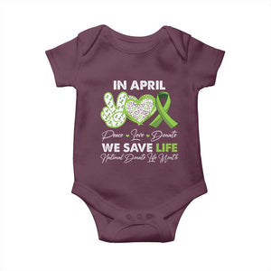In April We Save Lives Organ Donation Donate Life Month Baby Onesie TS10 Maroon Print Your Wear