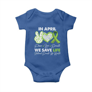 In April We Save Lives Organ Donation Donate Life Month Baby Onesie TS10 Royal Blue Print Your Wear