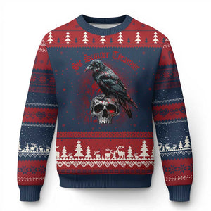 Sic Semper Tyrannis & Raven Ugly Christmas Sweater Protest Feminist Activist TS10 Navy Red Print Your Wear