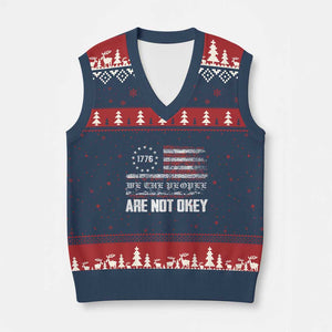 We Are Not Okay V-Neck Knit Sweater Vest US Flag We The People TS10 Navy Red Print Your Wear