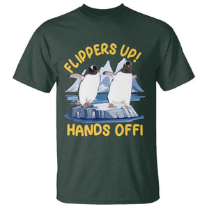 Penguins Resist T Shirt Flippers Up Hands Off Protest Against Tariffs TS10 Dark Forest Green Print Your Wear