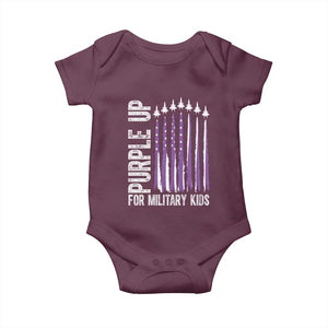 Purple Up For Military Kids Baby Onesie US Flag Military Child Support TS10 Maroon Print Your Wear