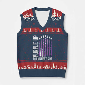 Purple Up For Military Kids V-Neck Knit Sweater Vest US Flag Military Child Support TS10 Navy Red Print Your Wear