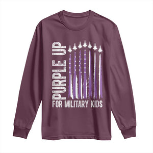 Purple Up For Military Kids Long Sleeve Shirt US Flag Military Child Support TS10 Maroon Print Your Wear