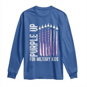 Purple Up For Military Kids Long Sleeve Shirt US Flag Military Child Support TS10 Royal Blue Print Your Wear