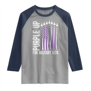 Purple Up For Military Kids Raglan Shirt US Flag Military Child Support TS10 Sport Gray Navy Print Your Wear
