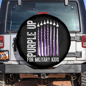 Purple Up For Military Kids Spare Tire Cover US Flag Military Child Support TS10 No hole Black Print Your Wear