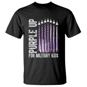 Purple Up For Military Kids T Shirt US Flag Military Child Support TS10 Black Print Your Wear