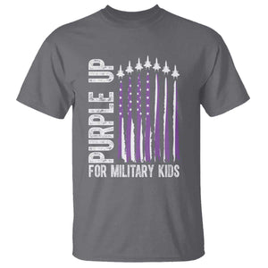 Purple Up For Military Kids T Shirt US Flag Military Child Support TS10 Charcoal Print Your Wear