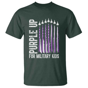 Purple Up For Military Kids T Shirt US Flag Military Child Support TS10 Dark Forest Green Print Your Wear
