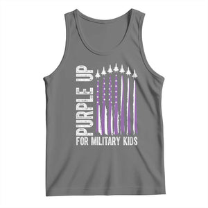 Purple Up For Military Kids Tank Top US Flag Military Child Support TS10 Black Heather Print Your Wear