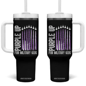 Purple Up For Military Kids Tumbler With Handle US Flag Military Child Support TS10 One Size: 40 oz Black Print Your Wear