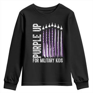 Purple Up For Military Kids Youth Sweatshirt US Flag Military Child Support TS10 Black Print Your Wear