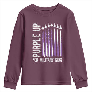 Purple Up For Military Kids Youth Sweatshirt US Flag Military Child Support TS10 Maroon Print Your Wear
