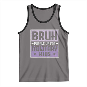 Bruh Purple Up For Military Kids Tank Top Support Military Kids TS10 Deep Heather Black Print Your Wear