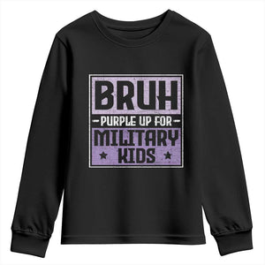 Bruh Purple Up For Military Kids Youth Sweatshirt Support Military Kids TS10 Black Print Your Wear