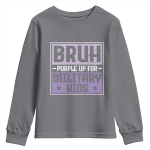 Bruh Purple Up For Military Kids Youth Sweatshirt Support Military Kids TS10 Charcoal Print Your Wear