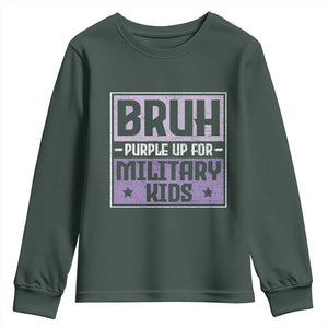 Bruh Purple Up For Military Kids Youth Sweatshirt Support Military Kids TS10 Dark Forest Green Print Your Wear