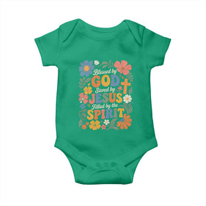 Boho Floral Christian Baby Onesie Blessed Saved By Jesus Cross Flower TS10 Irish Green Print Your Wear