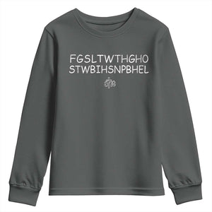 For God So Loved Youth Sweatshirt John 316 Bible Verse FGSLTWTHGOB Cross Subtle Christian Acronym TS10 Dark Heather Print Your Wear