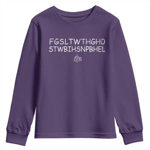 For God So Loved Youth Sweatshirt John 316 Bible Verse FGSLTWTHGOB Cross Subtle Christian Acronym TS10 Purple Print Your Wear