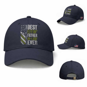 Best Effin’ Father In Law Ever Baseball Cap FIL Gun American Flag TS10 Baseball Cap Universal Fit Navy Print Your Wear