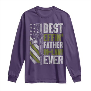 Best Effin’ Father In Law Ever Long Sleeve Shirt FIL Gun American Flag TS10 Purple Print Your Wear