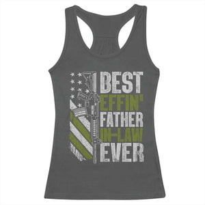 Best Effin’ Father In Law Ever Racerback Tank Top FIL Gun American Flag TS10 Dark Heather Print Your Wear