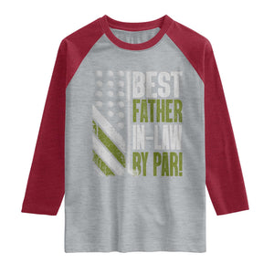 Father In Law Golf Raglan Shirt Best FIL By Par Fathers Day Gift for Golfers TS10 Heather Gray Heather Red Print Your Wear