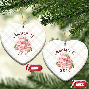 Sweet Chapter 16 Birthday Ceramic Ornament Cherry Books 16th Birthday Gifts For Her Book Lover