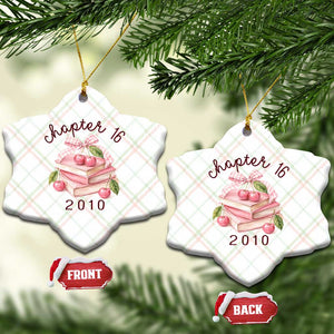Sweet Chapter 16 Birthday Ceramic Ornament Cherry Books 16th Birthday Gifts For Her Book Lover