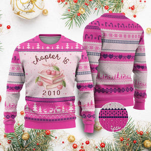 Sweet Chapter 16 Birthday Ugly Christmas Sweater Cherry Books 16th Birthday Gifts For Her Book Lover