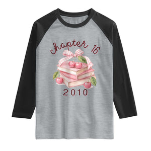 Sweet Chapter 16 Birthday Raglan Shirt Cherry Books 16th Birthday Gifts For Her Book Lover
