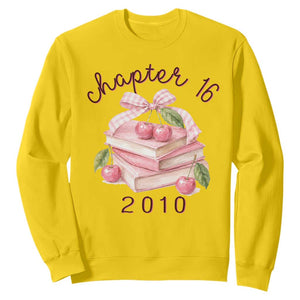 Sweet Chapter 16 Birthday Sweatshirt Cherry Books 16th Birthday Gifts For Her Book Lover