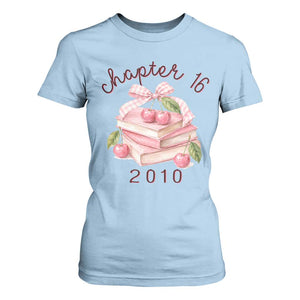 Sweet Chapter 16 Birthday T Shirt For Women Cherry Books 16th Birthday Gifts For Her Book Lover