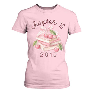 Sweet Chapter 16 Birthday T Shirt For Women Cherry Books 16th Birthday Gifts For Her Book Lover