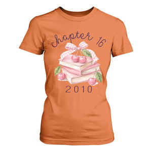 Sweet Chapter 16 Birthday T Shirt For Women Cherry Books 16th Birthday Gifts For Her Book Lover