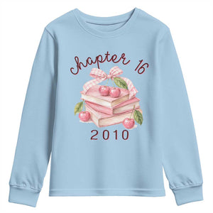 Sweet Chapter 16 Birthday Youth Sweatshirt Cherry Books 16th Birthday Gifts For Her Book Lover
